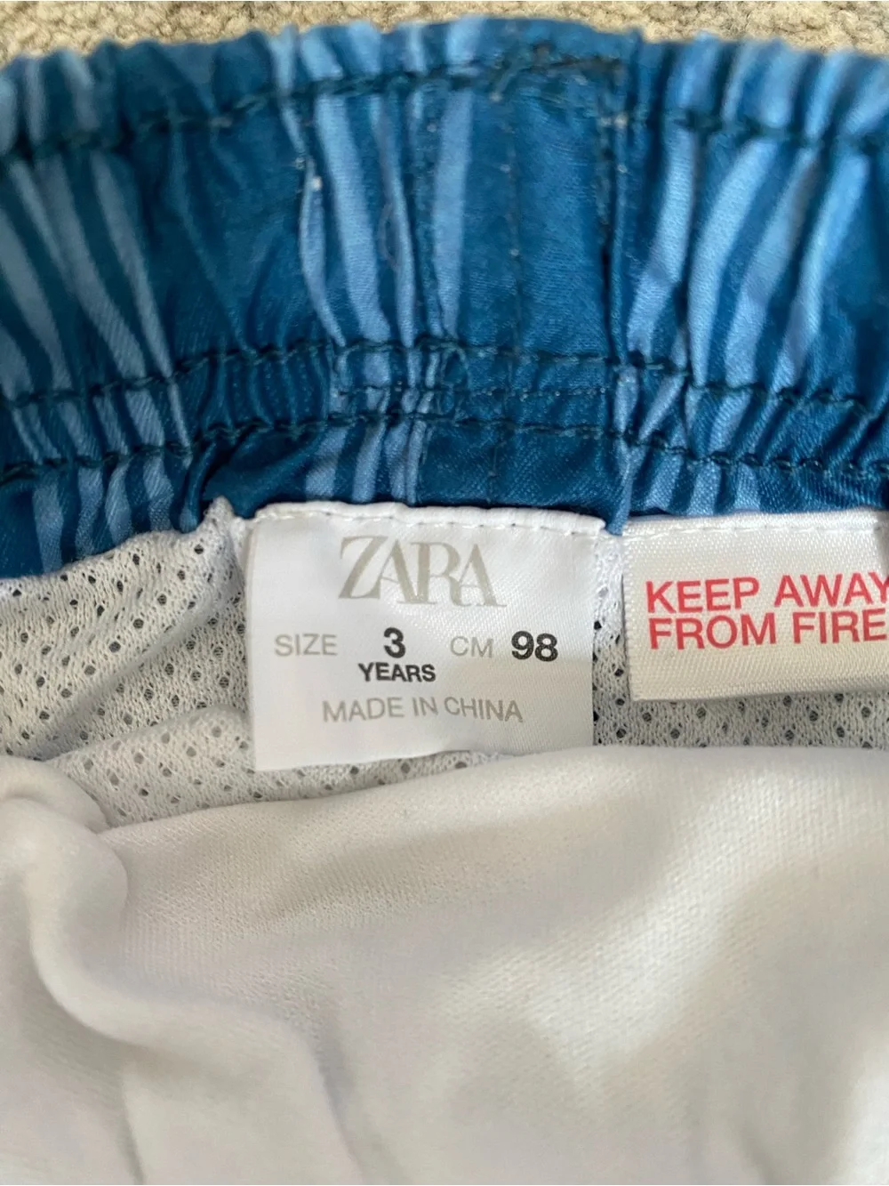 Zara Blue Striped Kids Swim Shorts Sz 3 years